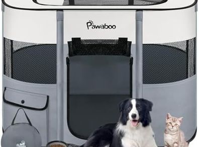 Foldable Pet Playpen, Cat Dog Playpen, Portable Dog Cage Exercise Kennel Crate with Waterproof Oxford, Puppy Pen Indoor Outdoors Pet Tent Fence 80x60x55cm