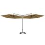 Double Parasol with Steel Pole Taupe 600 cm Image 4