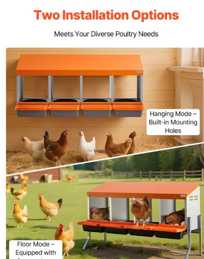 4 Compartment Chicken Nesting Box with Support Legs Roll Away Egg Collection