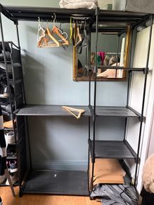 Large Black Wardrobe Storage Unit with Shelves