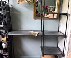Large Black Wardrobe Storage Unit with Shelves