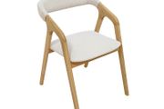 Oslo Oak Upholstered Dining Chair  Beige Chenille Fabric
