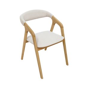 Oslo Oak Upholstered Dining Chair  Beige Chenille Fabric