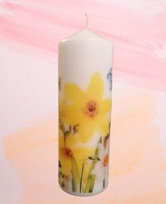 Xl Spring easter yellow daffodils centerpiece candle table home decor