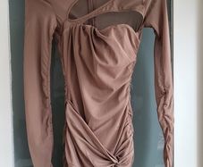 BERSHKA Mocha ruched bodycon dress Sz S (Fit 8 UK)