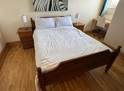 Wooden Bed and Lockers