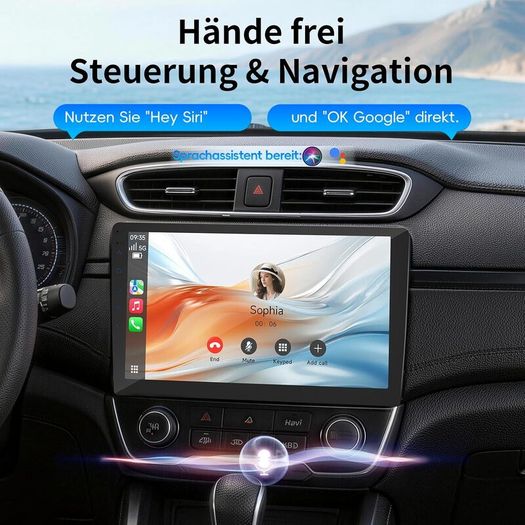 2 DIN Car Radio with Apple CarPlay & Android Car 10.1 Inch HD Screen,