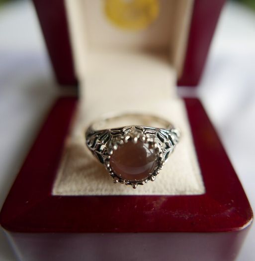 Vintage 925 sterling silver rose quartz & beryl ring 3,58g size P1/2