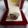 Vintage 925 sterling silver rose quartz & beryl ring 3,58g size P1/2 Image 4