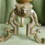 Antique Victorian Brass Fire Side Dogs - Lion Head Brass Fire Dogs Image 6