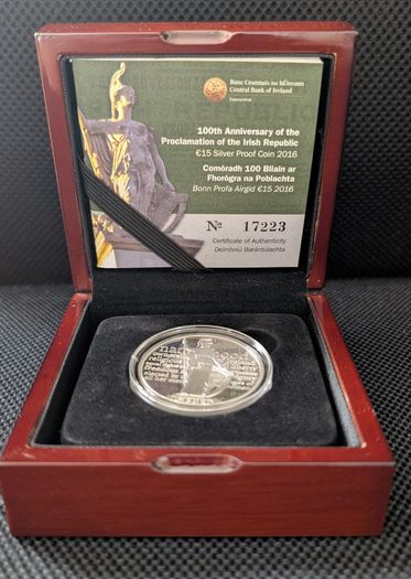 Ireland Silver Proof 15 Euro 2016. Unc.   100th Anniversary Of The Proclamation Of The Irish Republic