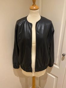 Bomber jacket faux leather black size 10 - new