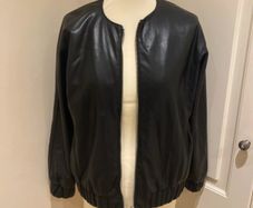 Bomber jacket faux leather black size 10 - new