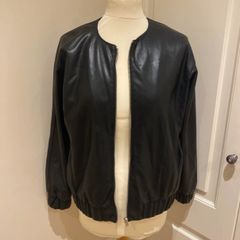 Bomber jacket faux leather black size 10 - new