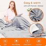 Electric Heated Blanket Throw 130/ 180 Flannel Sherpa, Fast Heating, 10 Heat Levels 9H Auto Off LED Controller Overheat Protection  Machine Washable  ETL Certified Grey Image 7