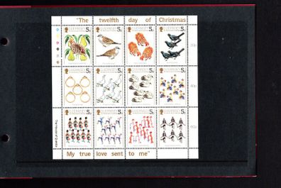 1984 Guernsey Christmas "The Twelve Days of Christmas" Sheet Commemorative Stamps Presentation Pack