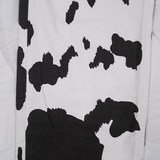 Boohoo Man White Black Cow Print Graphic Straight Leg Denim Jeans W32/L31