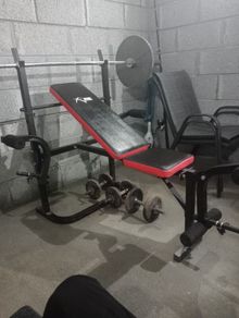 Rival weight bench with Olympic bar an 2 20kg plates