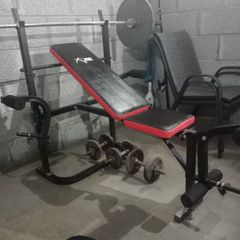 Rival weight bench with Olympic bar an 2 20kg plates