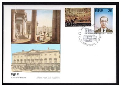 1982 Ireland Anniversaries: Bi-Centenary of Grattan's Parliament. Centenary of the Birth of Eamon DeValera Stamps Post and Telegraph  First Day Cover (FDC)
