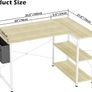 L Shaped Desk 100CM Computer Desk Study Office Desk Gaming Desk Writing Table With Bookshelf Reversible Corner Desk For Home Office Studio Workstation Image 7