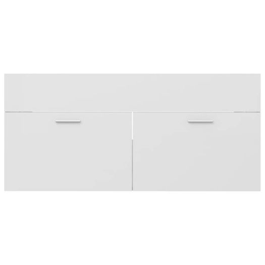 Sink Cabinet with Built-in Basin High Gloss White Chipboard