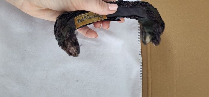 Vintage 1950's Marshall Field & Company black bow and beads headband - Collectable