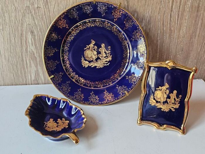 Vintage Limoges Cobalt Blue Decorative Ornaments