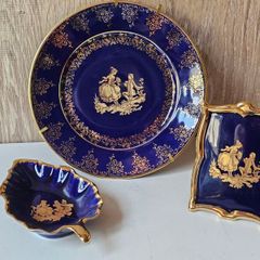 Vintage Limoges Cobalt Blue Decorative Ornaments