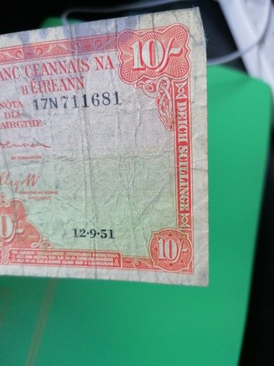 1951 Ireland Ten Shilling Banknote