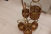 Gold and red 5 T light candle holder on stand