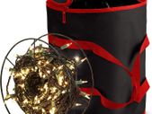 Premium Christmas Light Storage Bag with Metal Reels - Stores Upto 600 Average Size Xmas Lights bulbs & Strips, Reinforced Stitched Canvas Handles, Tear Proof 600D Oxford Storage Box
