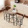 3PCS 596.9mm Bars Tables Set, Bar Tables and Chair Set with Rounded Corner Design, Round Pub Table with Two Stools for Office Desk, Breakfast Corner, Mini Bars, Light Gray, Black Image 6