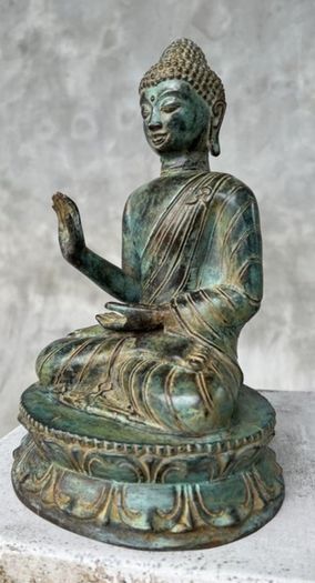 Abhaya Mudra Gesture Of Reassurance (27cm) - Patinated Bronze