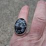Midcentury Snowflake Obsidian Sterling Silver Ring Image 3