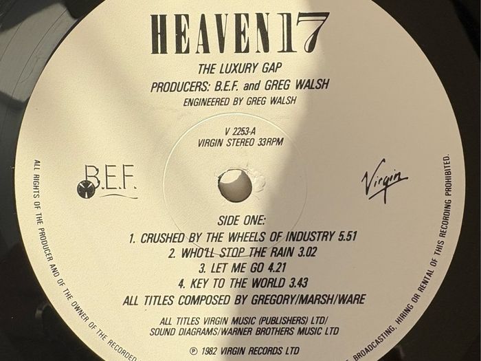 Heaven 17- The Luxury Gap. UK first pressing. Both cover and LP in really great condition. Comes with printed inner sleeve.