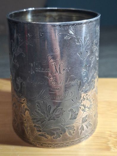 Solid Silver Victorian silver christening mug