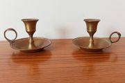 Two brass chamber candlestick holders