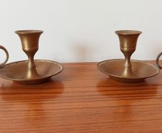 Two brass chamber candlestick holders