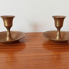 Two brass chamber candlestick holders