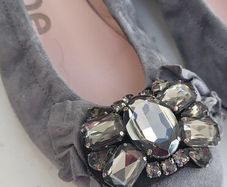 Le Babe grey suede embellished ballerina flats Sz 40 (Fit 6.5 - 7UK) Rrp 195