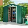 7ft x 4ft Lockable Garden Shed Large Patio Roofed Tool Metal Storage Building Foundation Sheds Box Outdoor Furniture, Green Image 3