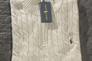 Ralph Lauren Cable Knit Quarter Zip Light Grey - Size XL Men