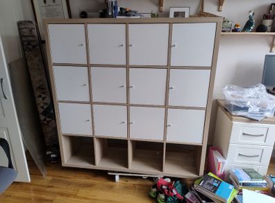 Ikea Kallax 4x4 Oak effect with x12 door inserts