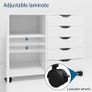 5 Drawer Mobile Filing Cabinet With Door, Wooden Lateral File Cupboard On Wheels Multifunctional Printer Stand For Home Office Documents Organiser Rolling Storage Unit White Furniture Image 3