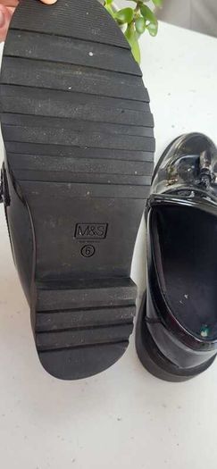 M&S Black Patent Loafers Sz 6UK