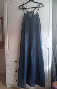 Loose-fit denim maxi dress.