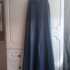 Loose-fit denim maxi dress.