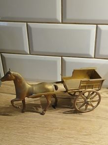 Vintage Brass Horse Cart