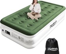 Single Inflatable Mattress, Single Air Bed for Home with Built-in Electric Pump, Blow Up Mattress in 3 Mins Self-Inflation/Deflation, Flocked Surface Guest Airbed for Portable Guest Bet
